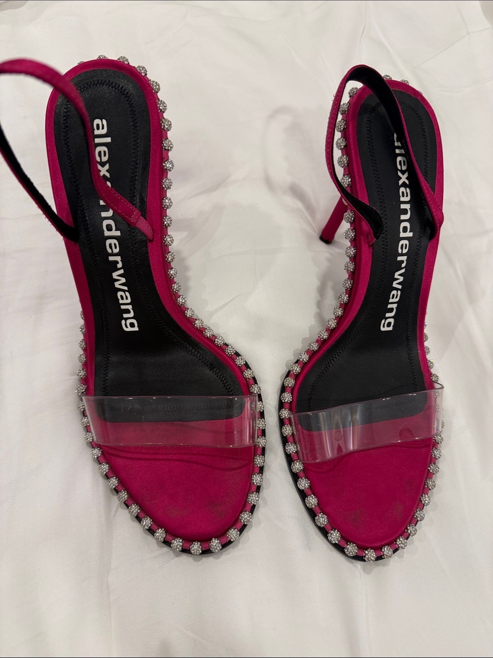 Alexander Wang Hot Pink Crystal-Trim Slingback Heels Sz 40 - Picture 2 of 6